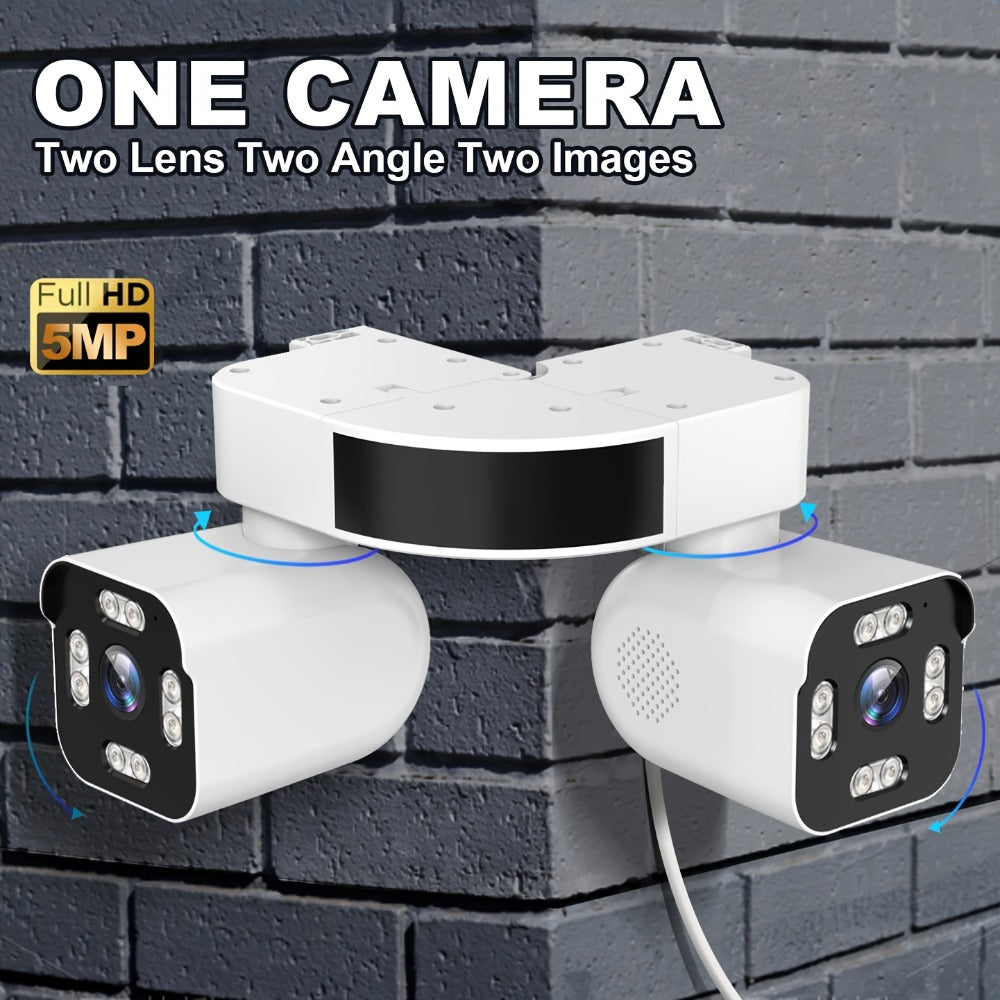 10x Zoom Dual Lens PTZ Outdoor Security Camera 5MP, 360° Pan Tilt, Siren Alarm, Two-Way Audio, Color Night Vision, 24H Wired Power, WiFi App Control – Home & Business Surveillance