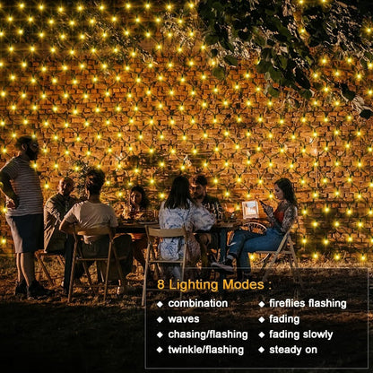 Solar Net Mesh Lights with Separate Panel, 100 to 360 LEDs and Three Colors for Outdoor Displays