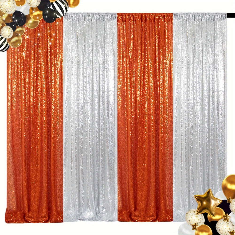 Sequin Backdrop Curtain 4 Panels 2FTx8FT – Shimmer Glitter Background for Wedding Party Photo Booth Decoration