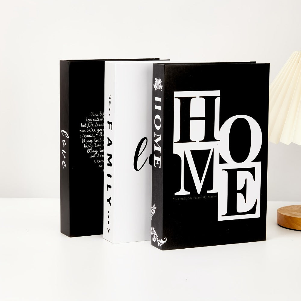 Three-Piece Faux Decorative Book Set with Industrial-Inspired Covers for Shelf or Office Styling