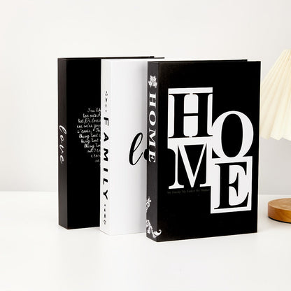 Three-Piece Faux Decorative Book Set with Industrial-Inspired Covers for Shelf or Office Styling