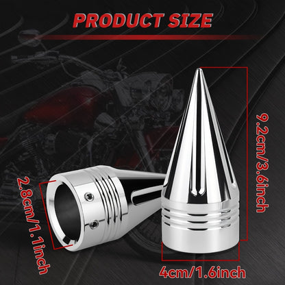 CNC Spike Motorcycle Front Axle Nut Covers Caps 3.6" – Fits Harley Touring Street Glide Road King Electra Glide Tri Glide 2008-Later, Black & Silvery