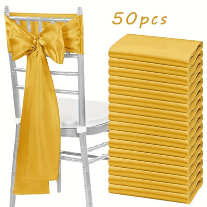 50-Piece Chair Sash Set in Light Golden, Green or Light Blue, 7 x 108-Inch Ribbons for Event Seating