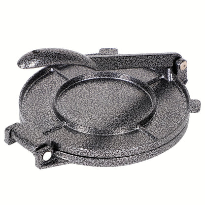 Manual Tortilla and Dough Press in 6.5- or 8-Inch Black Cast-Iron-Style Configurations for Flatbread Prep