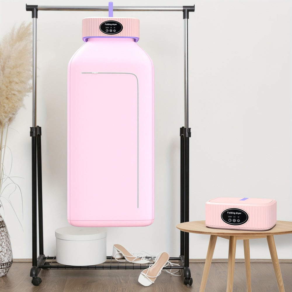 Portable Clothes Dryer with Tall Foldable Fabric Cabinet in Pink, Khaki or Purple Checkout Colors
