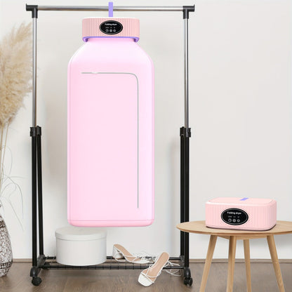 Portable Clothes Dryer with Tall Foldable Fabric Cabinet in Pink, Khaki or Purple Checkout Colors