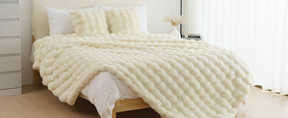 Faux Rabbit Fur Throw Blanket in 11 Checkout Colors and Throw, Twin, Queen or King Size Options
