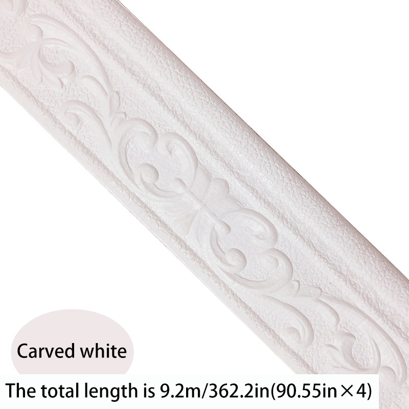 Carved Foam Baseboard Wall Trim Sticker in White, Silver Gray, Copper or Golden, Available in 4, 8 or 12 Rolls