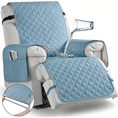 Chair Cover Quilted Recliner Throw with Side Pocket and Adjustable Strap in Seven Available Colors