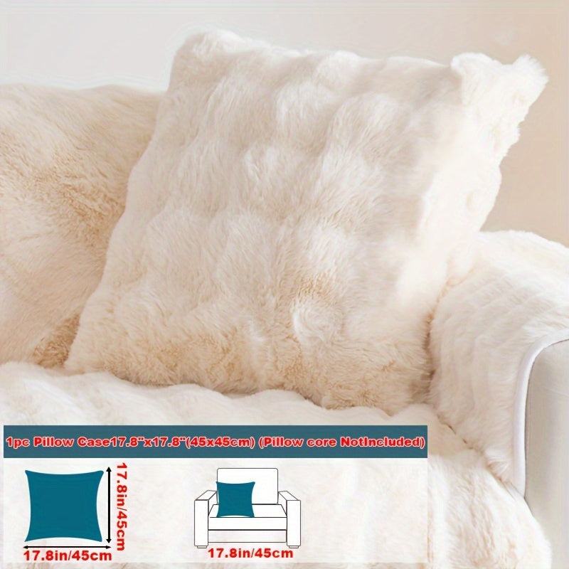 Sofa Cover Thick Faux Rabbit Plush Panels with Anti-Slip Feature for Seat, Armrest, Backrest or Pillowcase