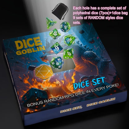 Mystery Box DnD Dice Set 72pcs Blind Box 9 Sets Random Polyhedral Dice with the Listed Color, Size or Set Options for Everyday Use
