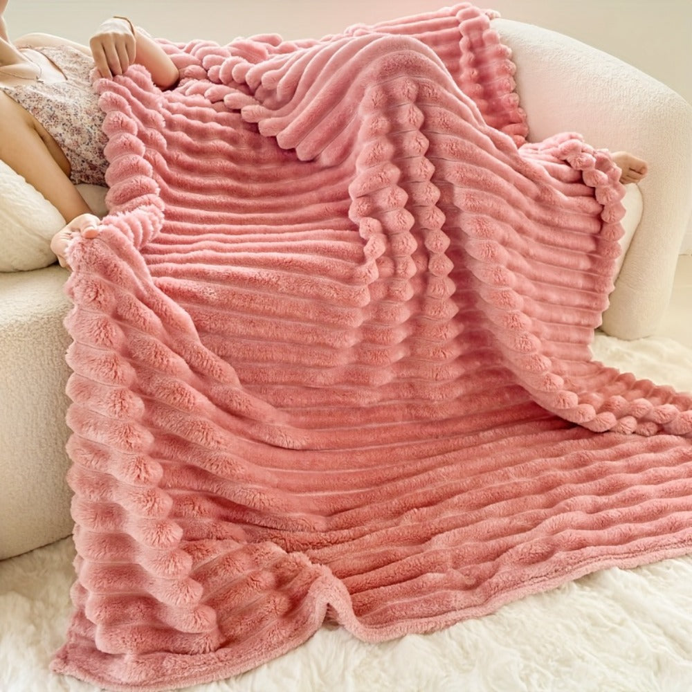 Reversible Faux Rabbit Hair Blanket in Four Colors and Five Sizes from 39 x 60 to 108 x 90 Inches