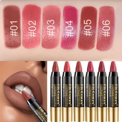 Glossy Crayon Lipstick Set 6 Pack Moisturizing Long-Lasting Nourishing Lip Color – Easy Apply Lip Crayon for Women Girls All Skin Types Versatile Shades Everyday Date Night