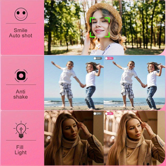 4K Dual Screen Digital Camera 18X Zoom Vlogging Camera with Anti-Shake 64GB Card & 2 Batteries – Selfie Point and Shoot Camera Gift for Friends Family