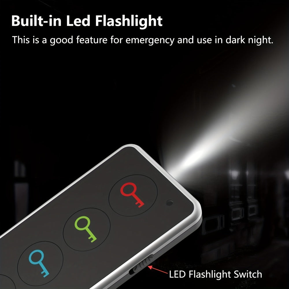4-Receiver Wireless Key Finder 100ft Range with LED Flashlight – RF Item Locator for Keys Phones Wallets TV Remotes, No App No Bluetooth, Senior-Friendly, 1 Transmitter Included