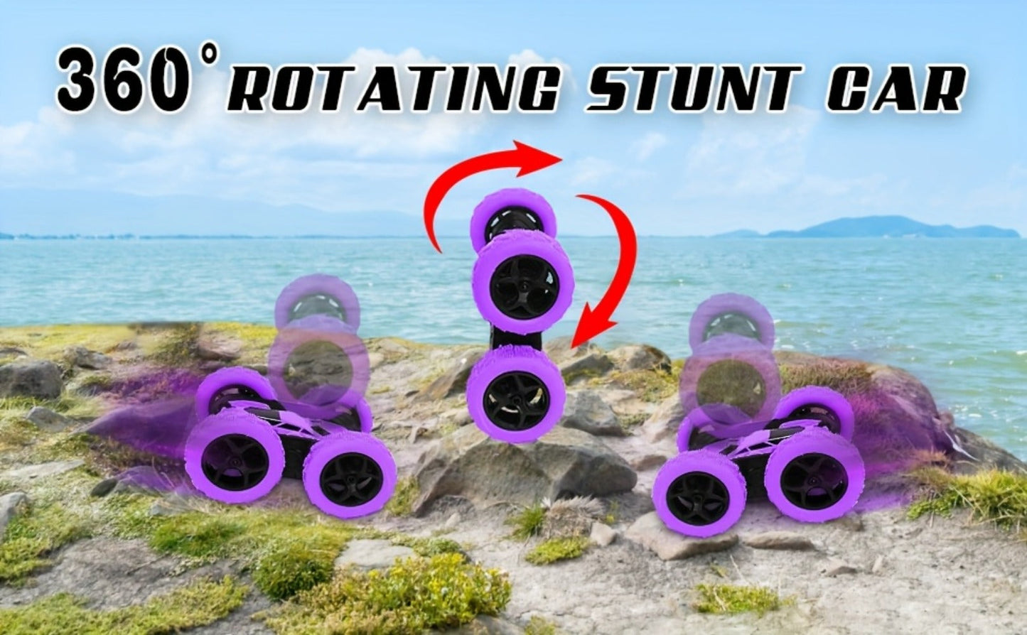 Remote Control Car, Double-Sided 360-Degree Flip Stunt Model with 2.4GHz Control, LED Lights and 1400mAh Battery