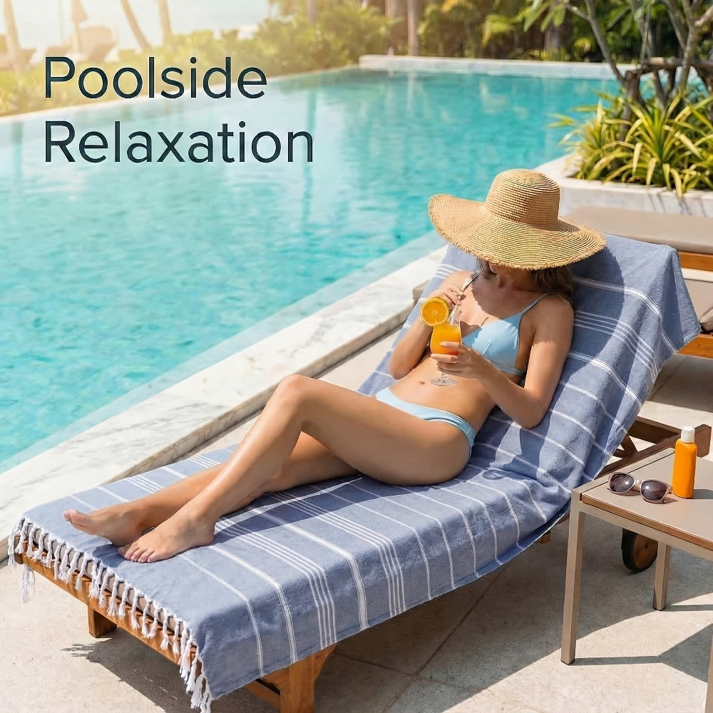 Striped Beach Towel in Ten Color Labels with 90 x 180 cm Source Size for Pool, Travel, Gym and Everyday Use