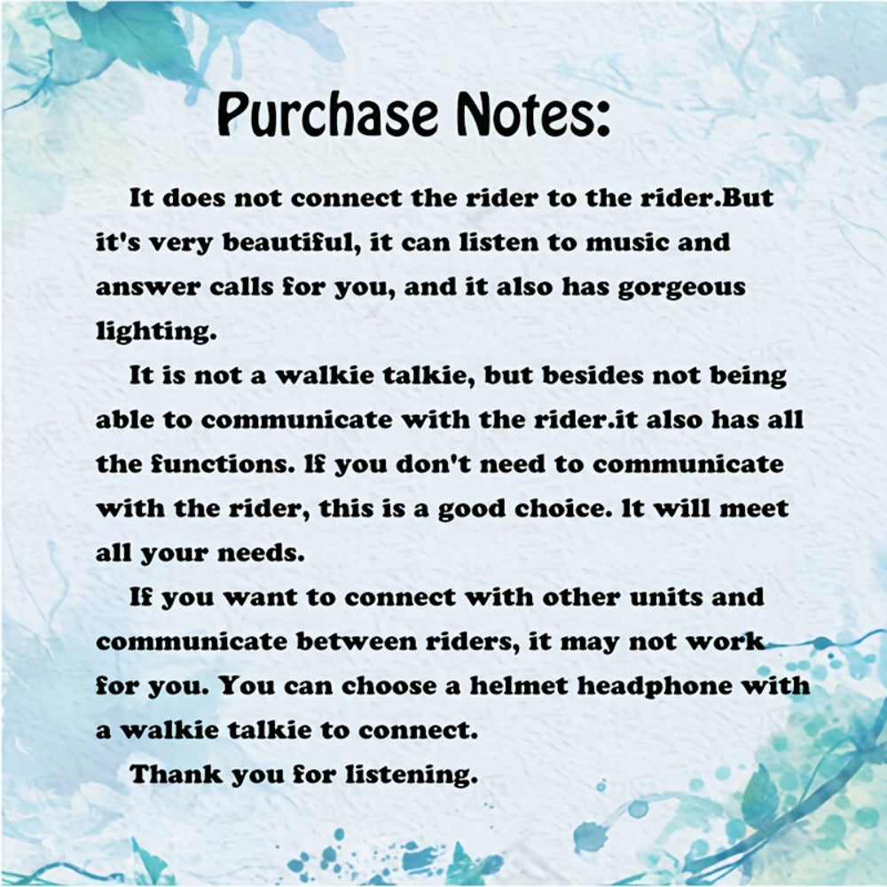 Motorcycle Helmet Bluetooth Headphones Wireless 5.0 – Hi-Fi Stereo, Noise Cancellation, Hands-Free Calls & Music, Easy Helmet Install, RGB Ambient Light Option, Durable Rider Headset