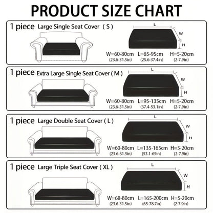 Sofa Cover, Deep Gray Stretch Seat and Chaise Slipcover with Elastic-Band Edge in Six Size Options