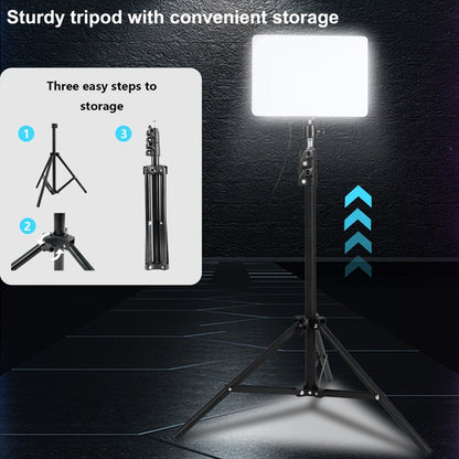 Square Fill Light Kit 10 Inch with Metal Ball Head & 15 Inch Extension Rod, Adjustable Tripod, 3 Color Modes