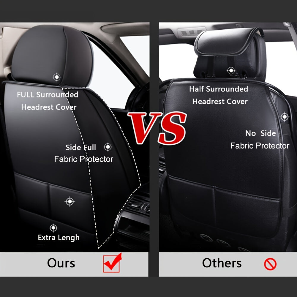 Car Seat Covers 5-Seat Faux Leather Set with Foam Padding and Optional Matching Pillow Pieces