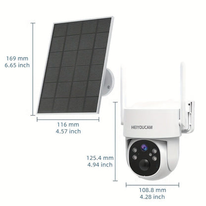 3MP Solar PTZ Outdoor Security Camera with 360-Degree Movement Label and One- or Four-Camera Options