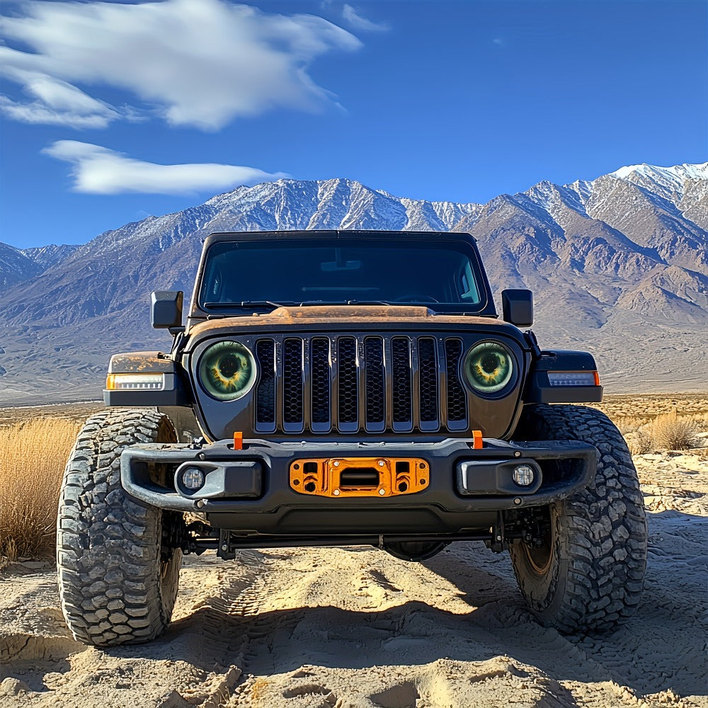3D Beast Eye Headlight Stickers – Funny Car Headlight Decals for Jeep Round Headlights, Truck Body, Bumper & Window Decoration, Reusable PVC Glossy Stickers (1 or 2 Pairs)
