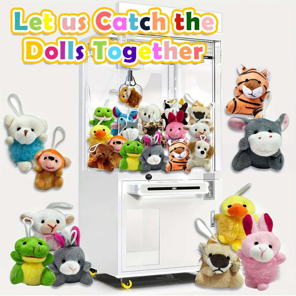 Mini Animal Plush Keychain 24 Pack Bulk — Small Stuffed Animals Assorted Random Colors, Party Favors for Kids, Carnival Prizes, Classroom School Gifts, Goody Bag Fillers, Christmas Easter Halloween Valentine