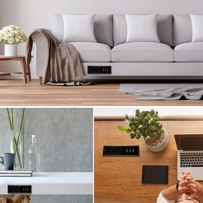 Recessed Power Strip Flush Mount Desk Outlet - 2 AC Outlets & 3 USB-A Ports, Desktop Charging Station with LED Indicator Light & 4.92FT Cord for Side Table, Sofa Table, Nightstand & Home Office