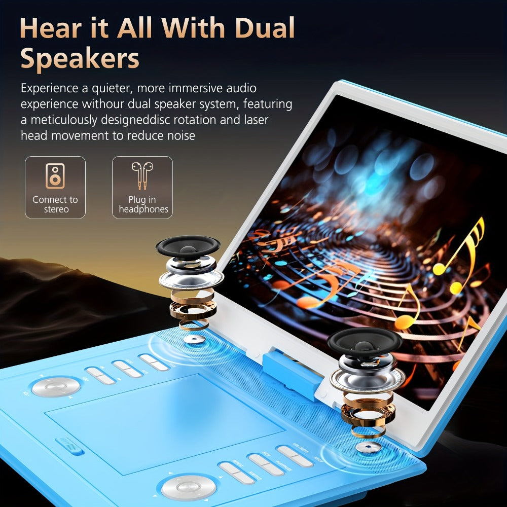 15.6-Inch Portable DVD Player with 1280 x 800 Swivel Screen, Dual Speakers, USB and SD Support