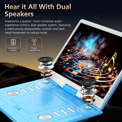 15.6-Inch Portable DVD Player with 1280 x 800 Swivel Screen, Dual Speakers, USB and SD Support