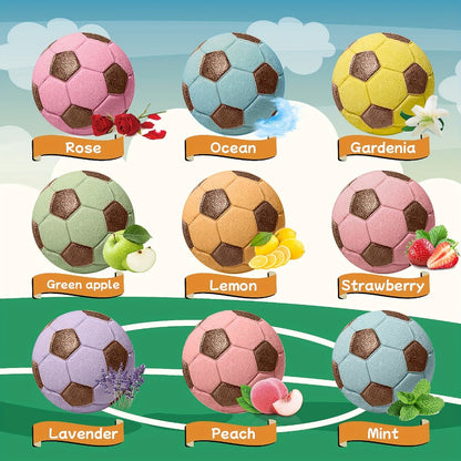 Soccer Ball Bath Bombs Gift Set 9 Pcs with Surprise Toys Inside - Lavender Scent Handmade Fizzy Bath Balls