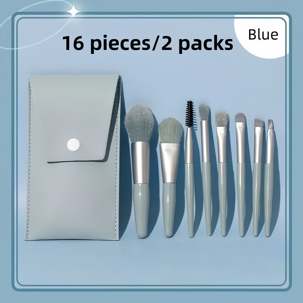 Makeup Brush Set, 16pcs Complete Face Brush Kit Blush Powder Eyeshadow Contour Brow & Lip Brushes