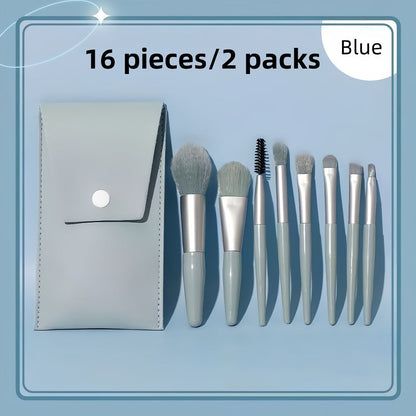 Makeup Brush Set, 16pcs Complete Face Brush Kit Blush Powder Eyeshadow Contour Brow & Lip Brushes