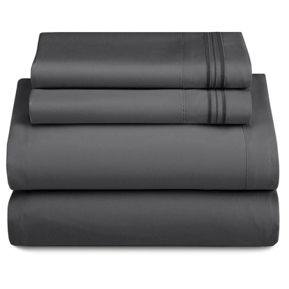 Bed Sheet Set 1800-Series Microfiber with Six Fitted-Sheet Sizes and Twenty Solid Color Choices