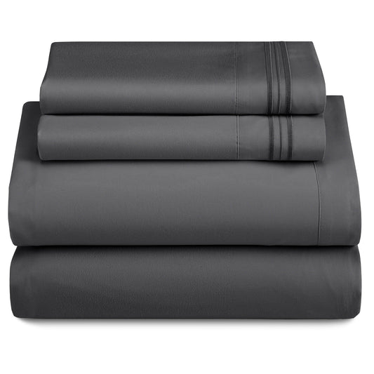 Bed Sheet Set 1800-Series Microfiber with Six Fitted-Sheet Sizes and Twenty Solid Color Choices
