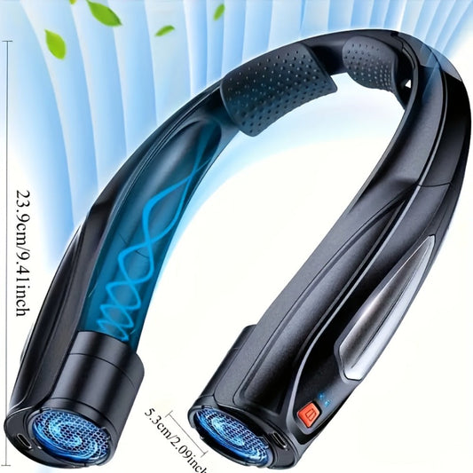 Neck Fan Wearable Bladeless Neckband Fan 3000mAh Dual Battery 6 to 20 Hours Battery Life Dual Wind Speeds Super Quiet Brushless Motor USB Charging Soft Silicone Strap for Work Travel Sports Outdoor