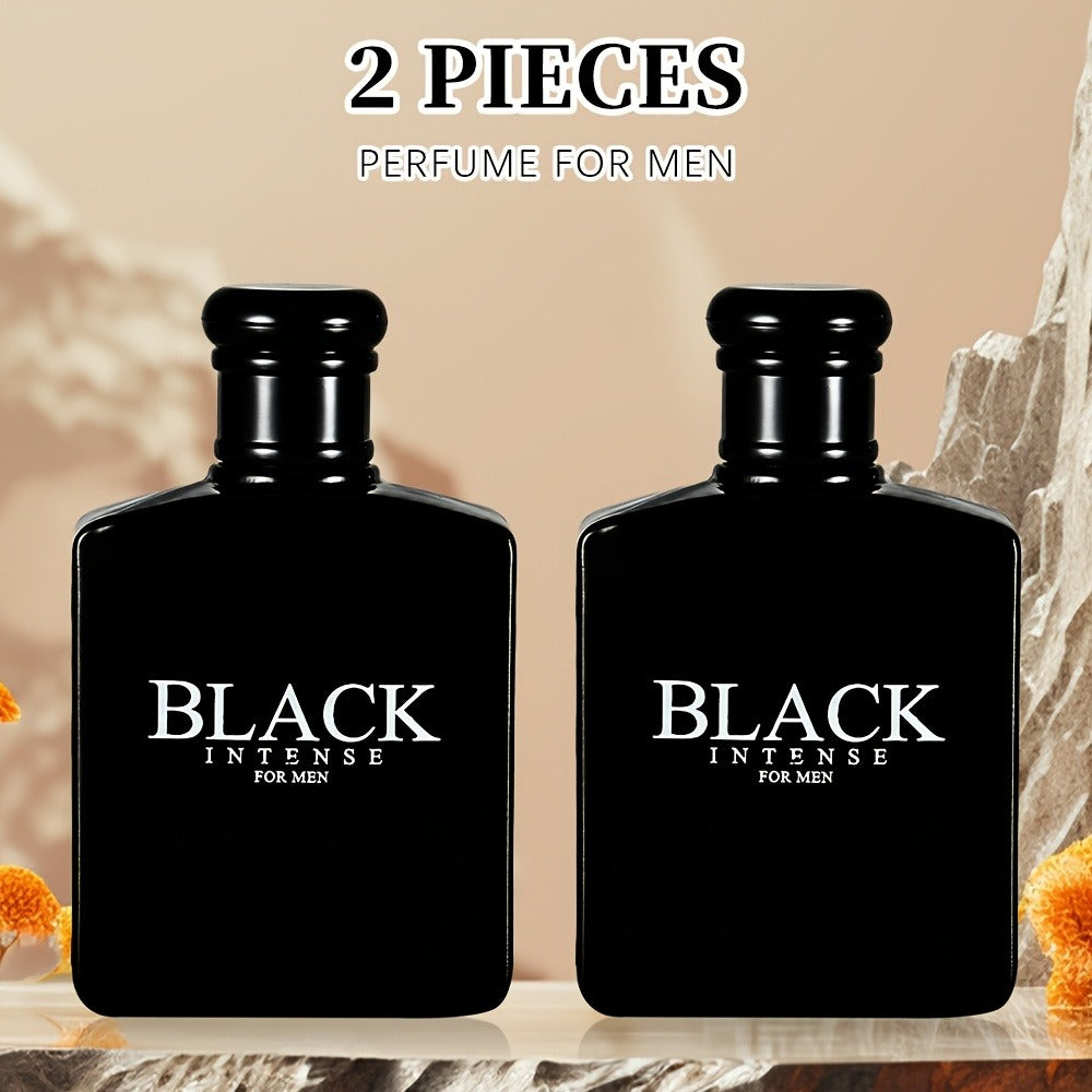 Men's Cologne Black Intense 100ml Eau de Toilette Two-Bottle Set in Matching Black Spray Bottles