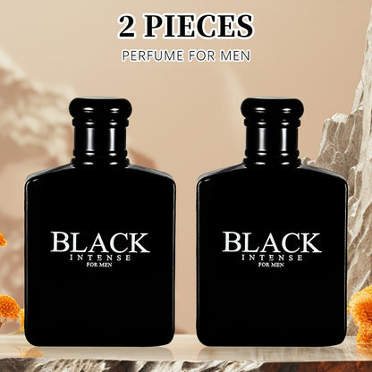 Men's Cologne Black Intense 100ml Eau de Toilette Two-Bottle Set in Matching Black Spray Bottles