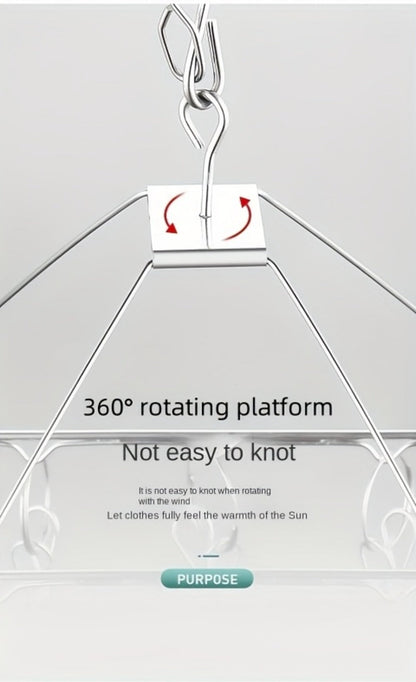 Stainless Steel Hanging Laundry Drying Rack with Square or Round Frame and 30, 40 or 50 Garment Clips