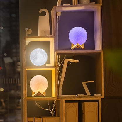6.1-Inch Moon Lamp with 16-Color LED Lighting, Remote Control, USB Lead and Wooden Display Stand