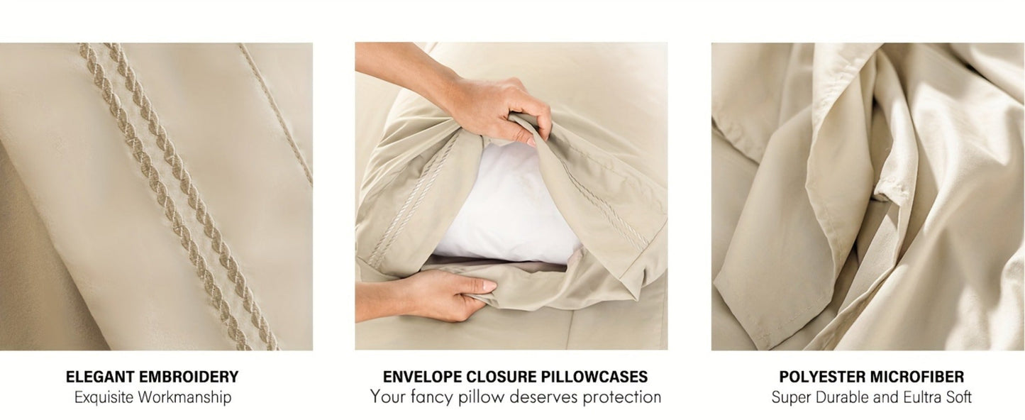 Bed Sheet Set Sanded Polyester Microfiber with 35–39 cm Pocket and Solid or Stripe Pattern Options