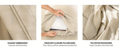 Bed Sheet Set Sanded Polyester Microfiber with 35–39 cm Pocket and Solid or Stripe Pattern Options