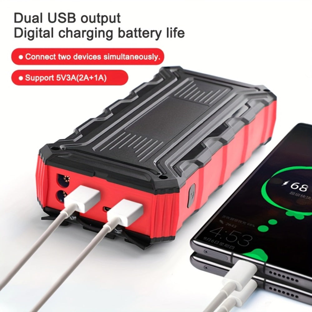 Car Jump Starter 6000A Portable Battery Booster Pack – 12V Emergency Start for Gas & Diesel Engines, Power Bank, LED Flashlight, LCD Display, Compact Camping Essential