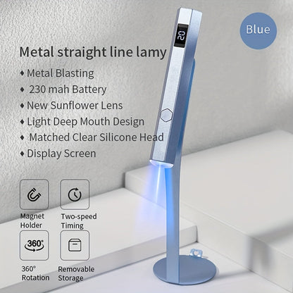 Handheld UV LED Nail Lamp with Magnetic Stand, 20/60s Timer Display, Type-C Port and Five Colors