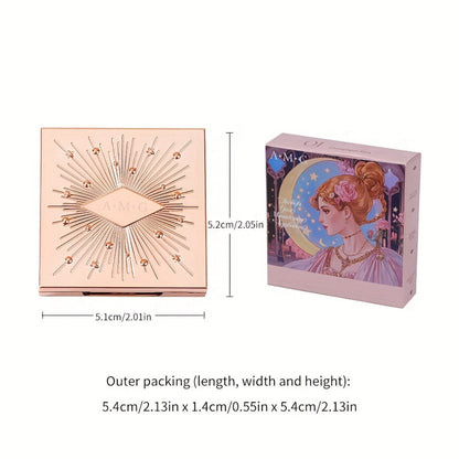 Shimmer Eyeshadow Palette 5 Shades Glowing Waterproof Creamy Blendable Formula with Built-in Mirror - Luxury Packaging Radiant Finish Starlight Tea Brown Eye Makeup Gift Women