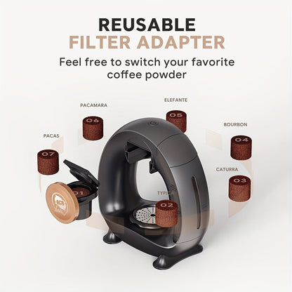 Espresso Coffee Maker 2-in-1 Single Serve Compatible with K-Cup and Ground Coffee Americano Mini Coffee Machine Tea Maker with Filter K-Cup Adapter 4-8oz Pink Champagne Gray Black