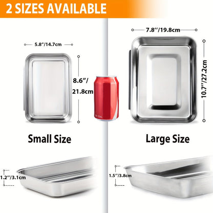 Stainless Steel Breading Tray Set 3-Piece, Food Prep Coating Trays for Breading Chicken Fish Shrimp, Marinating Meat Tray, Oven Safe Baking Tray Set for Kitchen Prep and Holiday Cooking
