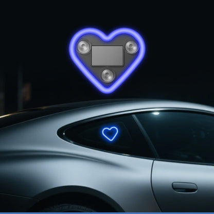 Car Interior Neon Heart Lights Solar USB Rechargeable 5 Lighting Modes Vibration-Sensing Auto On/Off Dashboard Decoration for Cars Trucks SUVs, 2pcs Set Iridescent Pink Blue Red Ice Blue Gift