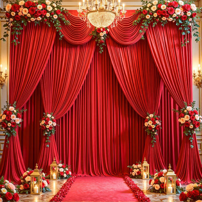 4-Pack 5x10ft Elegant Spandex Photography Backdrop | Wear-Resistant, Wrinkle-Free, Soft & Opaque Party Decoration Banners for Weddings, Birthdays, Stages, Exhibitions & Events